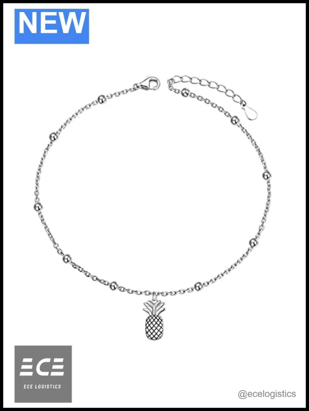 S925 Sterling Silver Pineapple Anklet Adjustable Chain Ankle Bracelet